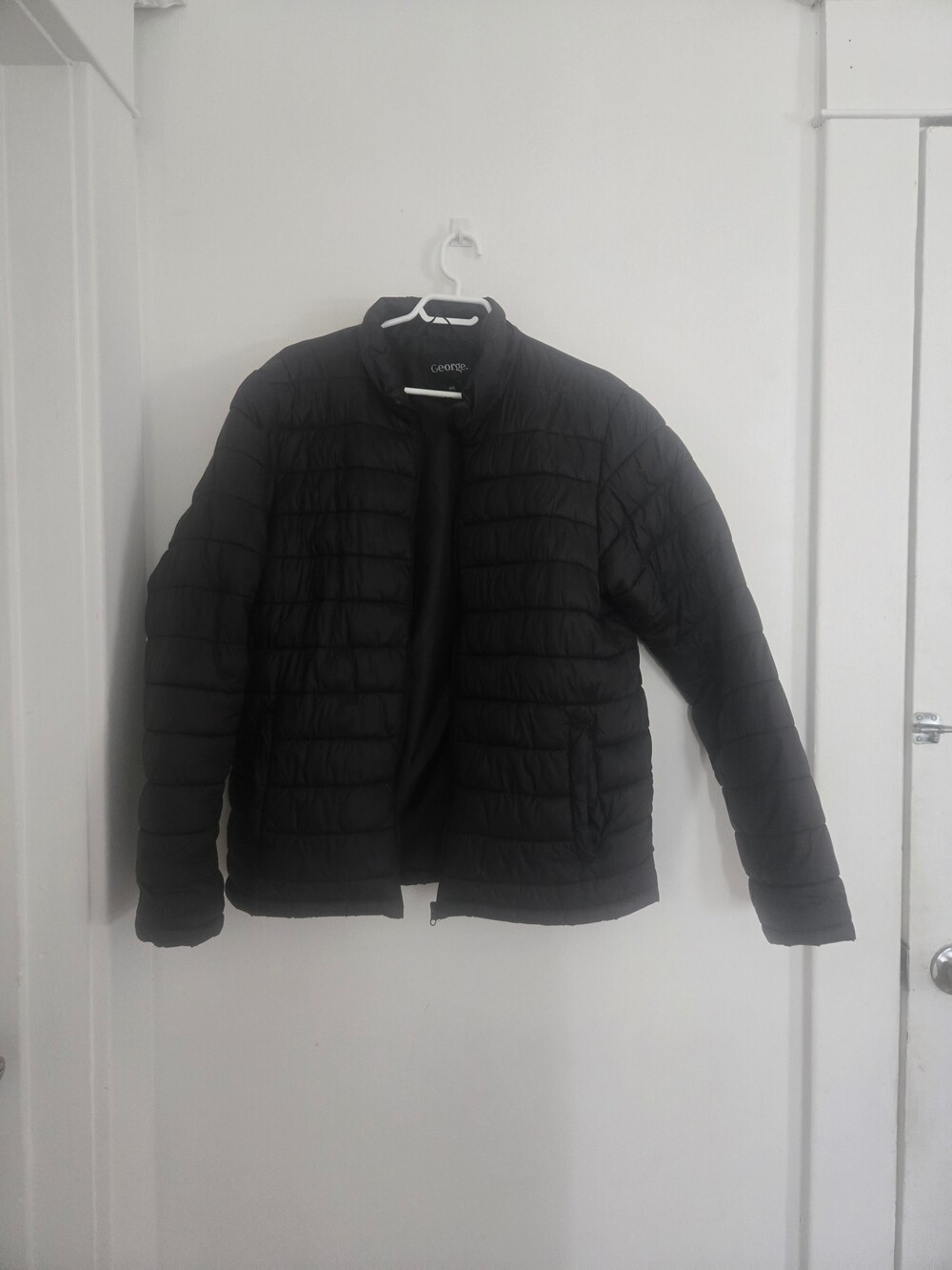 George. Men's Black Puffer Jacket M Lightweight Quilted